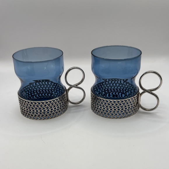 Timo Sarpaneva Other - Vintage Iittala Tsaikka glasses with metal holders, designed by Timo Sarpaneva.